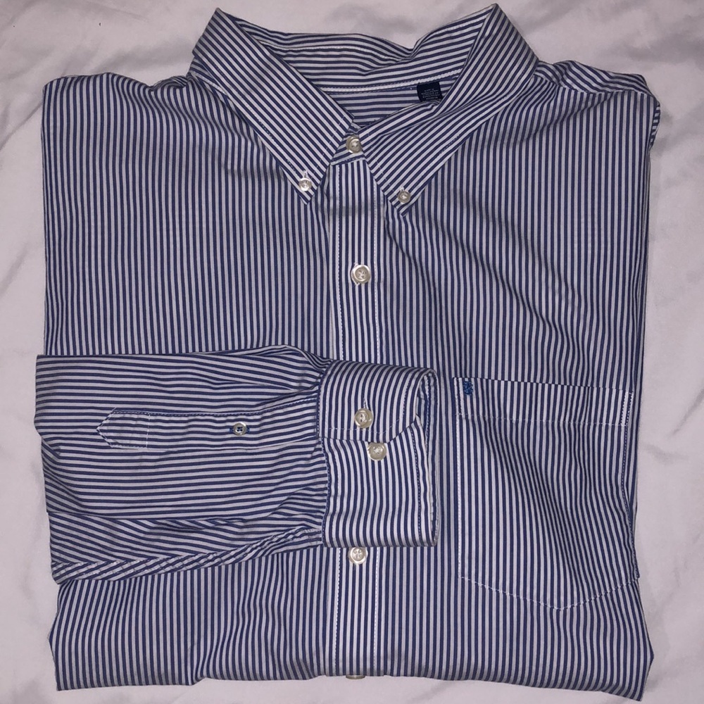 Izod Men’s Blue & White Pin Stripe Button Down Dress Shirt 3XL